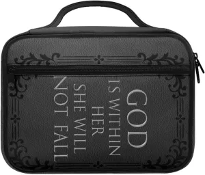 Classic Bible Covers Bible Bag with Handle and Zippered,God is Within Her She Will Not Fall, Bible Book Protective Large Size Bible Cover Scripture Christian Gifts for Women Men