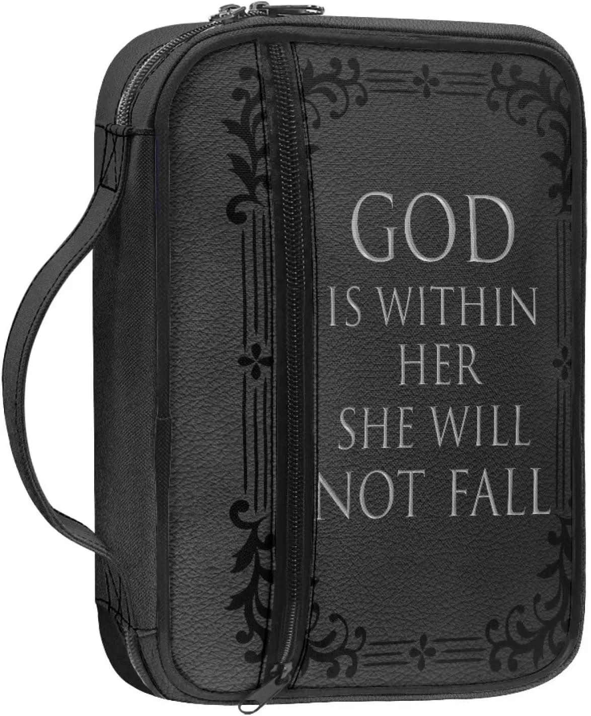 Classic Bible Covers Bible Bag with Handle and Zippered,God is Within Her She Will Not Fall, Bible Book Protective Large Size Bible Cover Scripture Christian Gifts for Women Men