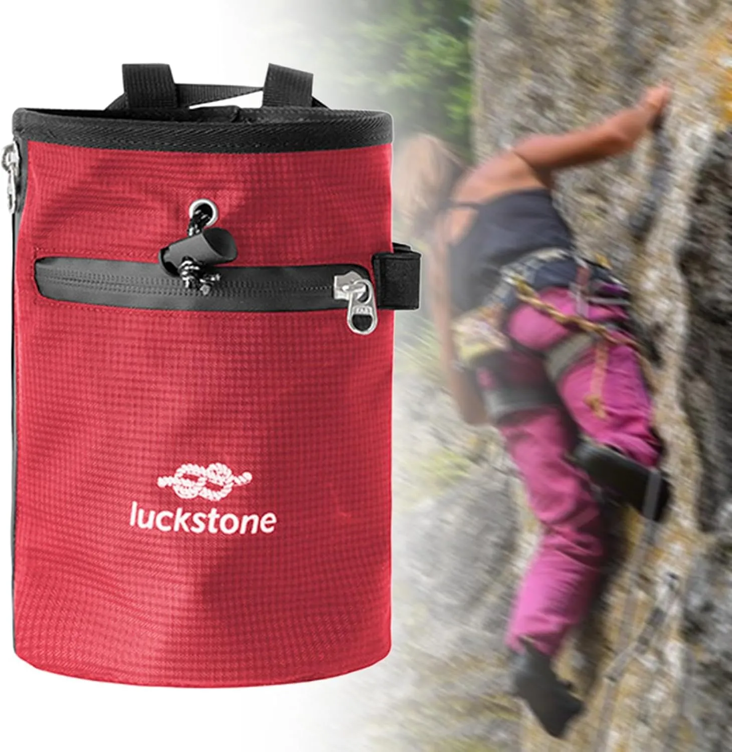Climbing Chalk Bag Chalk Carrier Bag Practical Adjustable Waist Belt Storage Pouch for Gym Bouldering Weightlifting Disc Golf