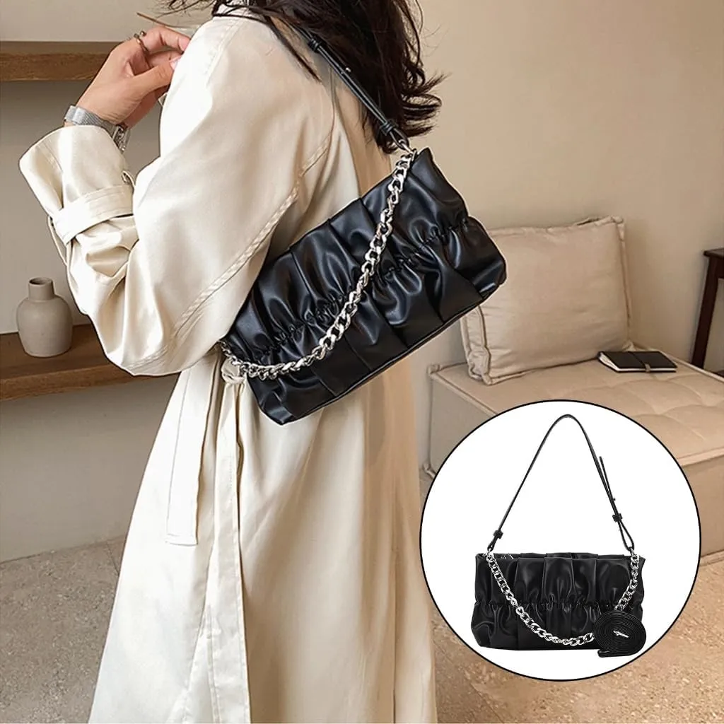 Cloud Like Shoulder Bag Pleated Underarm Bag Shoulder Bag Cloud Like Underarm for Women Work Travel Dating