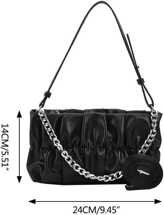 Cloud Like Shoulder Bag Pleated Underarm Bag Shoulder Bag Cloud Like Underarm for Women Work Travel Dating