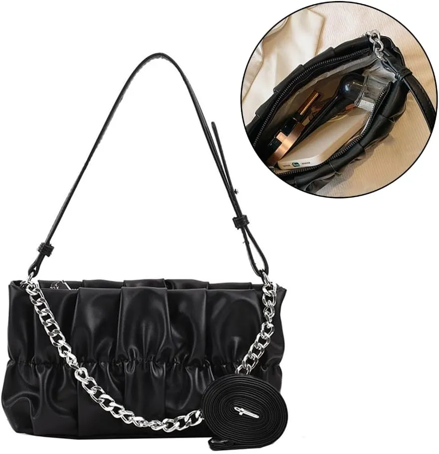Cloud Like Shoulder Bag Pleated Underarm Bag Shoulder Bag Cloud Like Underarm for Women Work Travel Dating