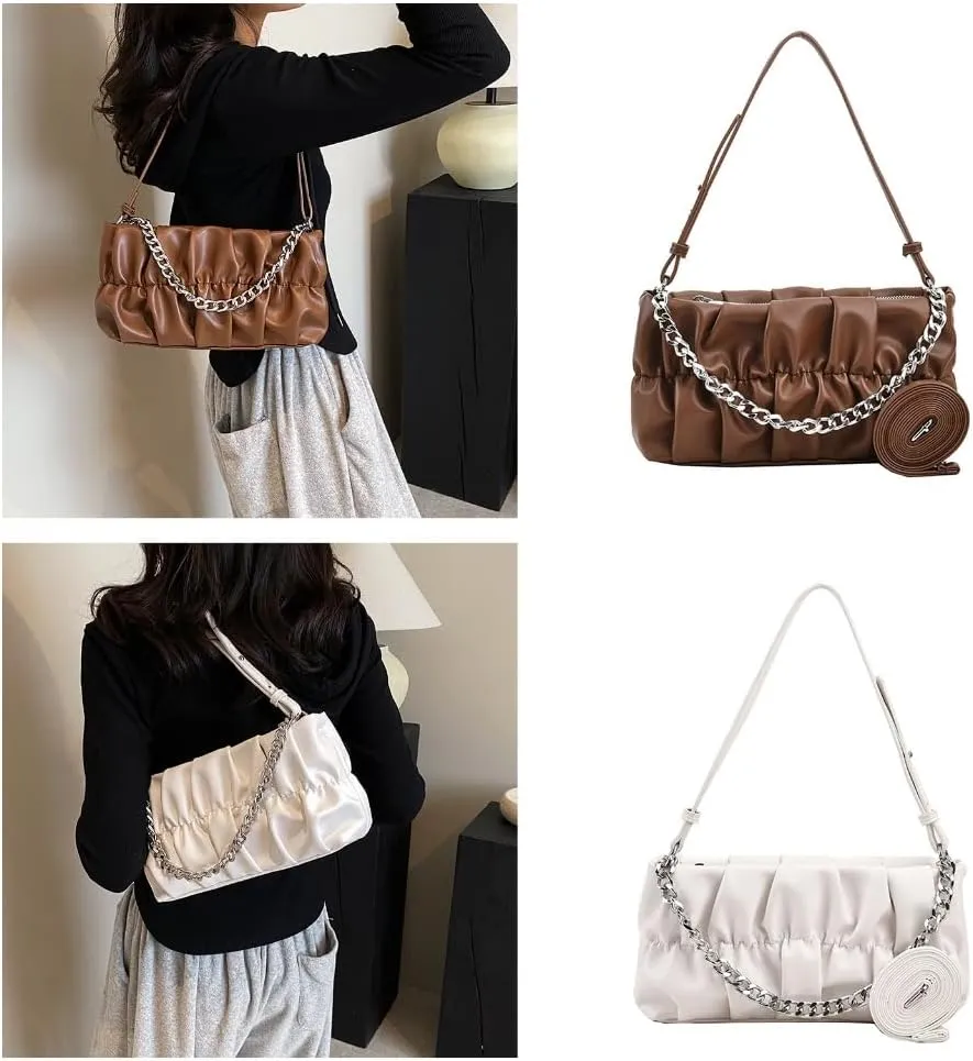 Cloud Like Shoulder Bag Pleated Underarm Bag Shoulder Bag Cloud Like Underarm for Women Work Travel Dating