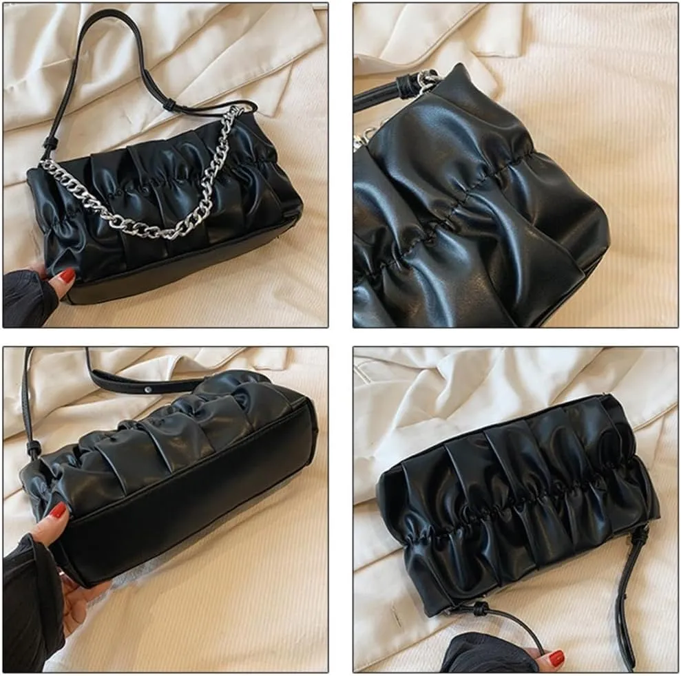 Cloud Like Shoulder Bag Pleated Underarm Bag Shoulder Bag Cloud Like Underarm for Women Work Travel Dating