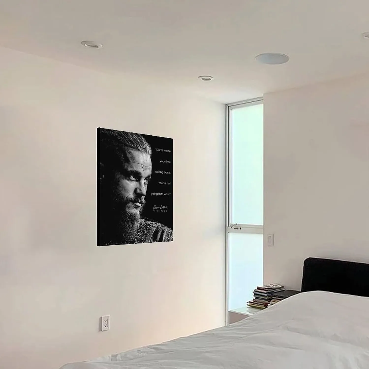 CMYDWQI Viking Leader Ragnar Lothbrok Famous Quote Portrait PosterWall Poster Art Canvas Printing Gift Office Bedroom Aesthetic Poster 20x24inch(50x60cm) Frame-style