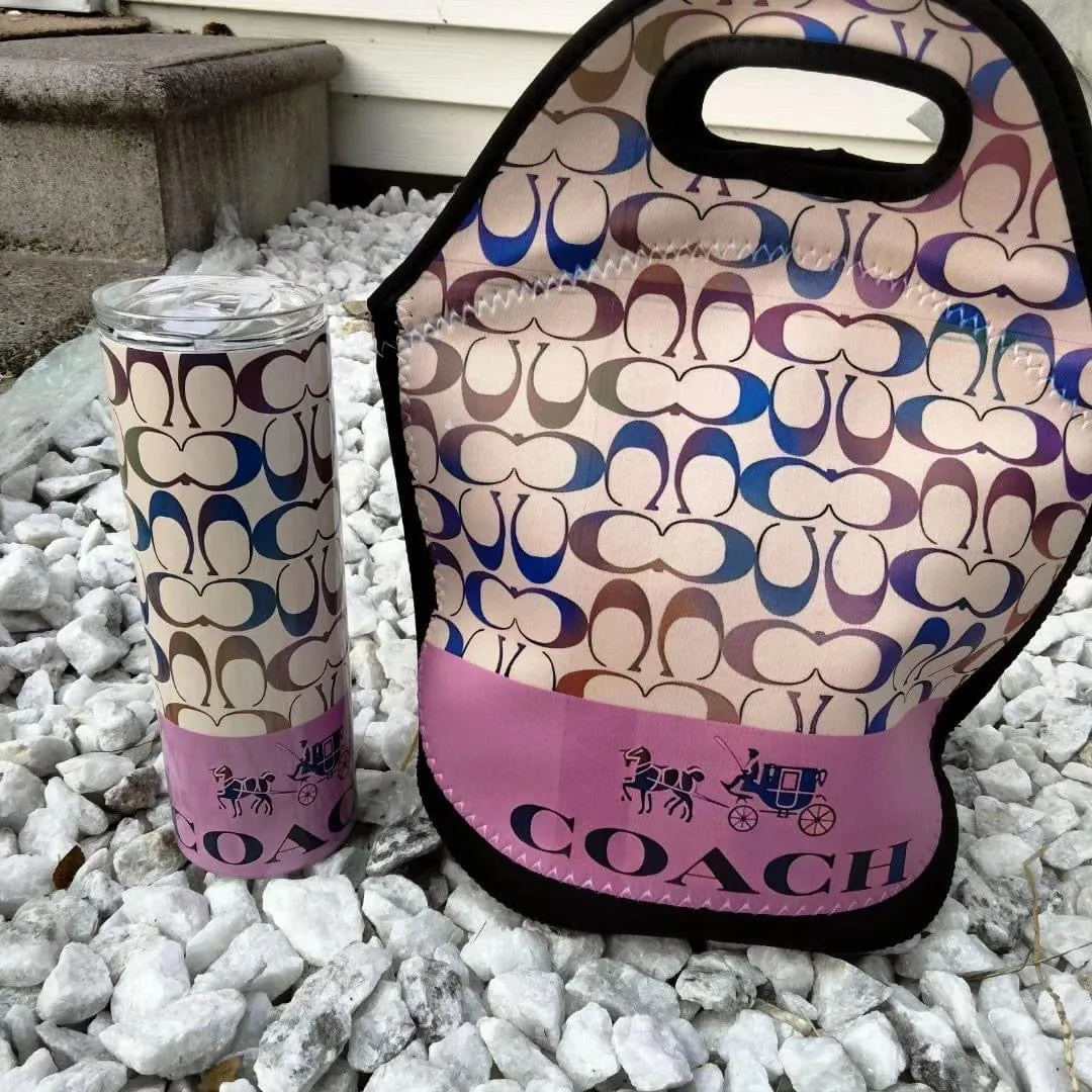 Coach Tan Tumbler Set.