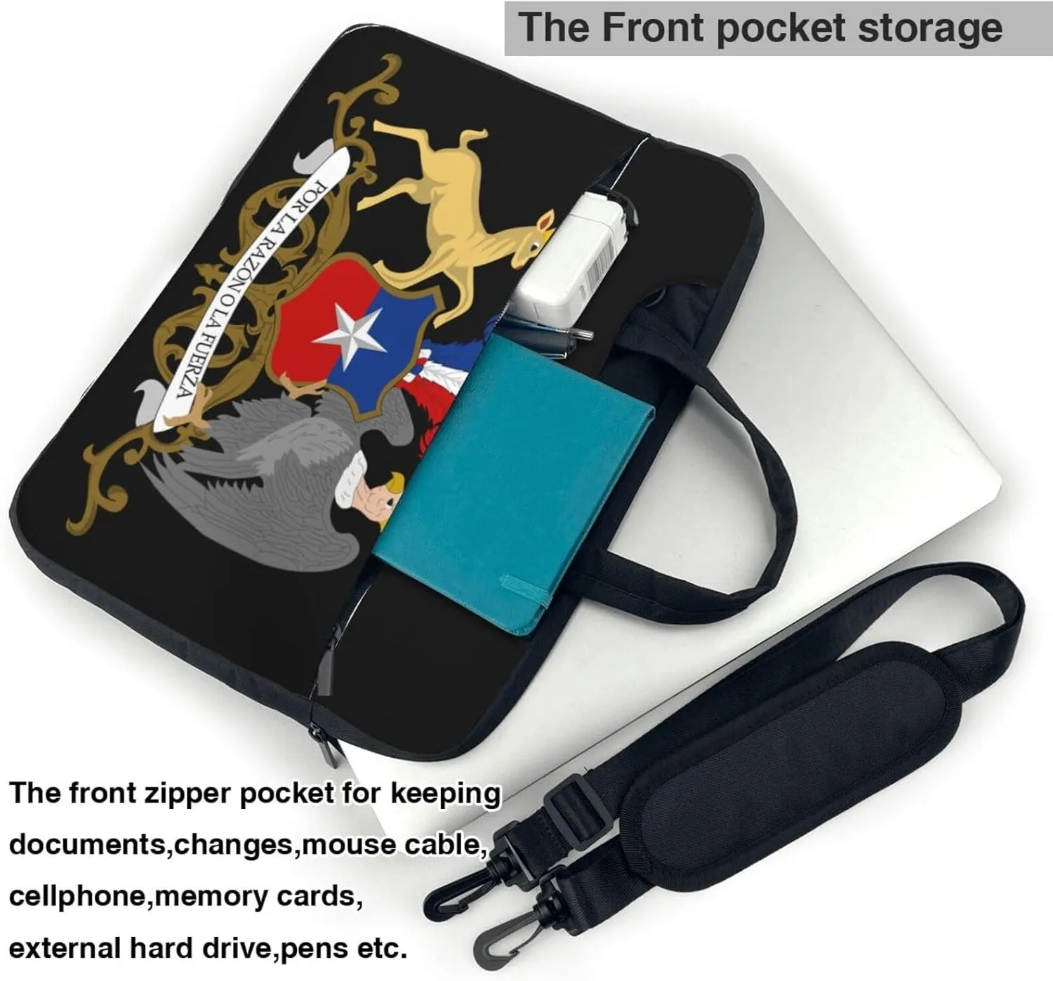 Coat of Arms of Chile 3D Pattern Laptop Bag Shoulder Bag Computer Notebook Briefcase Messenger Bag