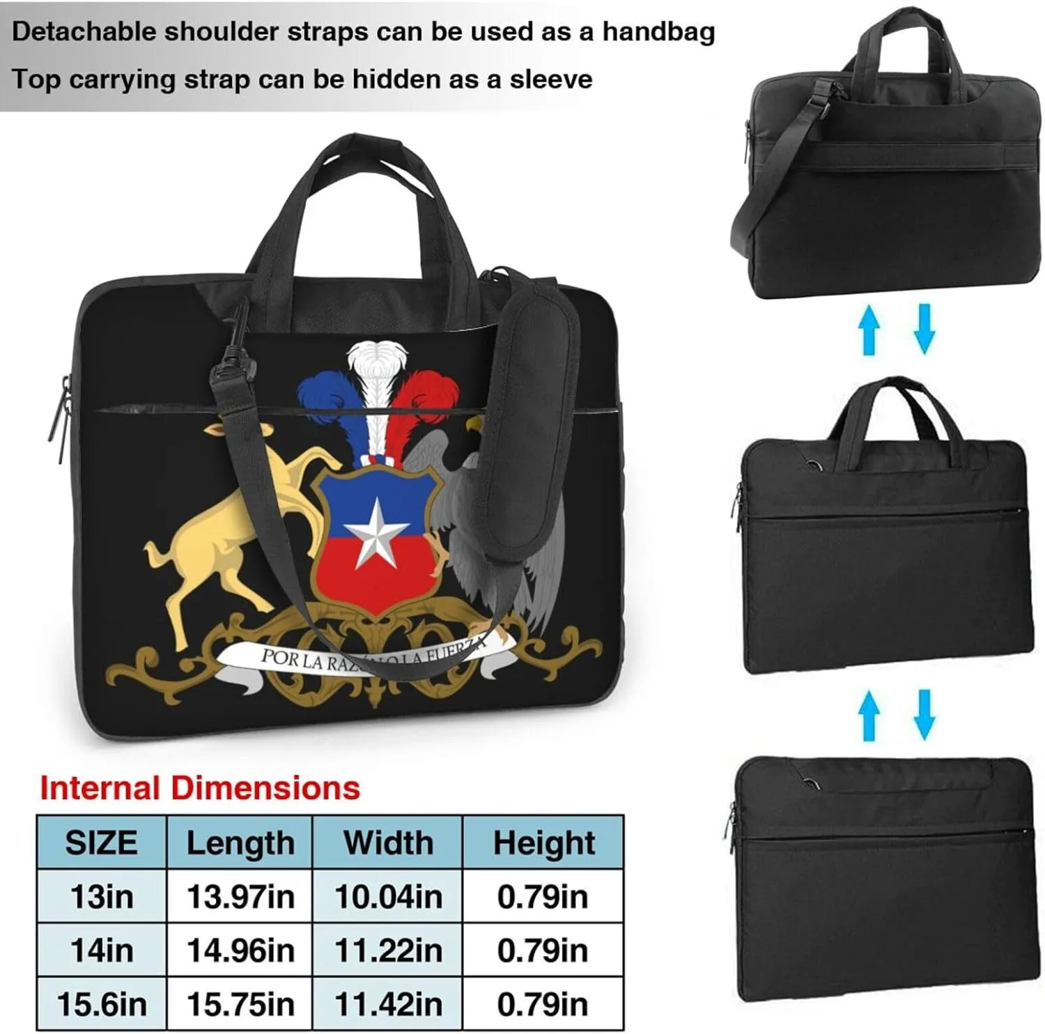 Coat of Arms of Chile 3D Pattern Laptop Bag Shoulder Bag Computer Notebook Briefcase Messenger Bag