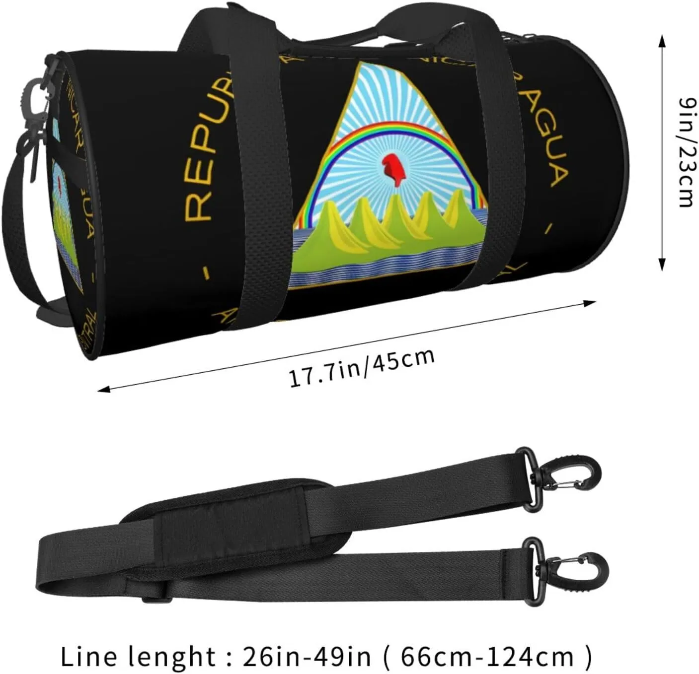 Coat of Arms of Nicaragua Round Travel Duffel Bag Large Capacity Gym Sports Bags for Hiking Vacation Trips