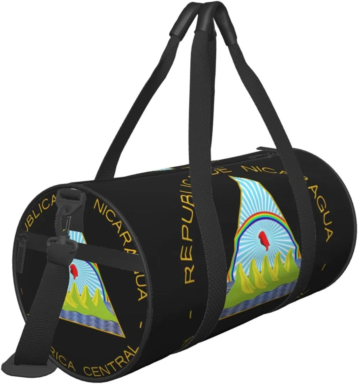 Coat of Arms of Nicaragua Round Travel Duffel Bag Large Capacity Gym Sports Bags for Hiking Vacation Trips