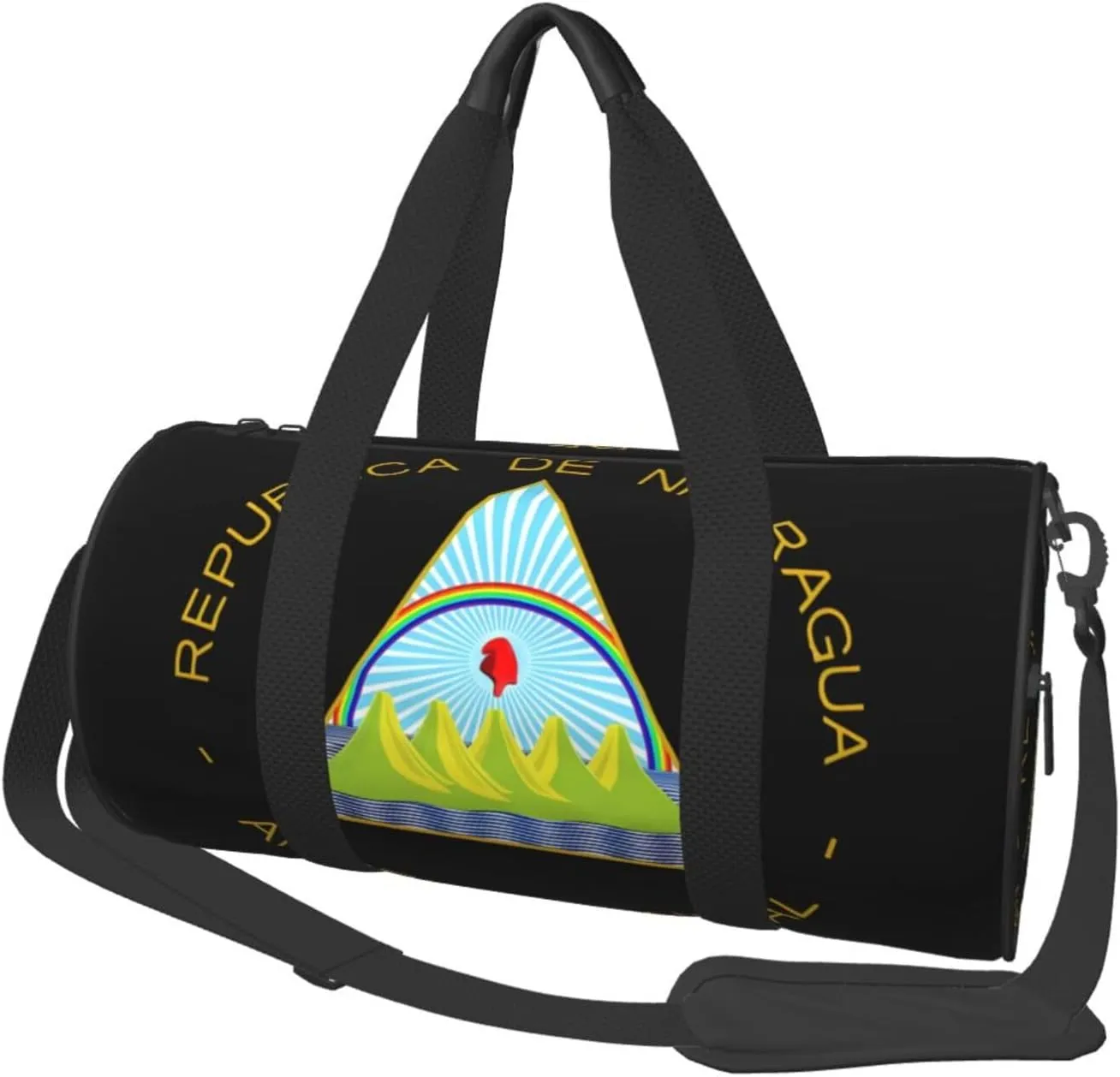 Coat of Arms of Nicaragua Round Travel Duffel Bag Large Capacity Gym Sports Bags for Hiking Vacation Trips