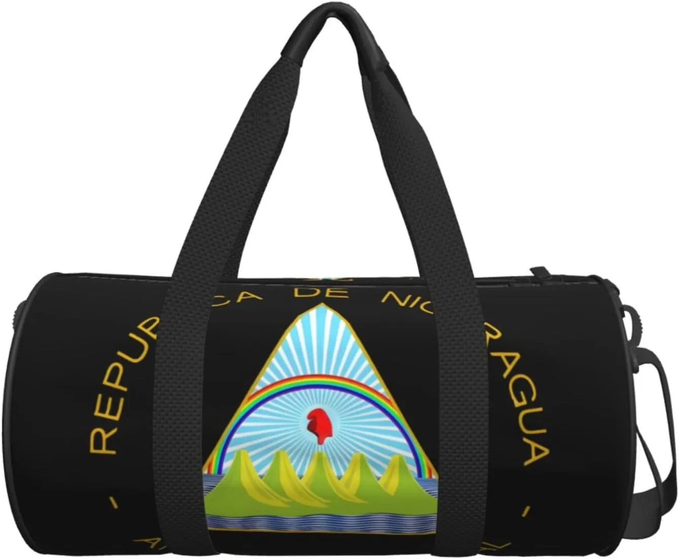 Coat of Arms of Nicaragua Round Travel Duffel Bag Large Capacity Gym Sports Bags for Hiking Vacation Trips