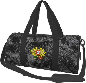 Coat of Arms of Portugal Convertible Garment Bag with Shoulder Strap, Carry on Garment Duffel Bag for Men Women - Rolling Foldable for Travel Luggage Bags (Black)