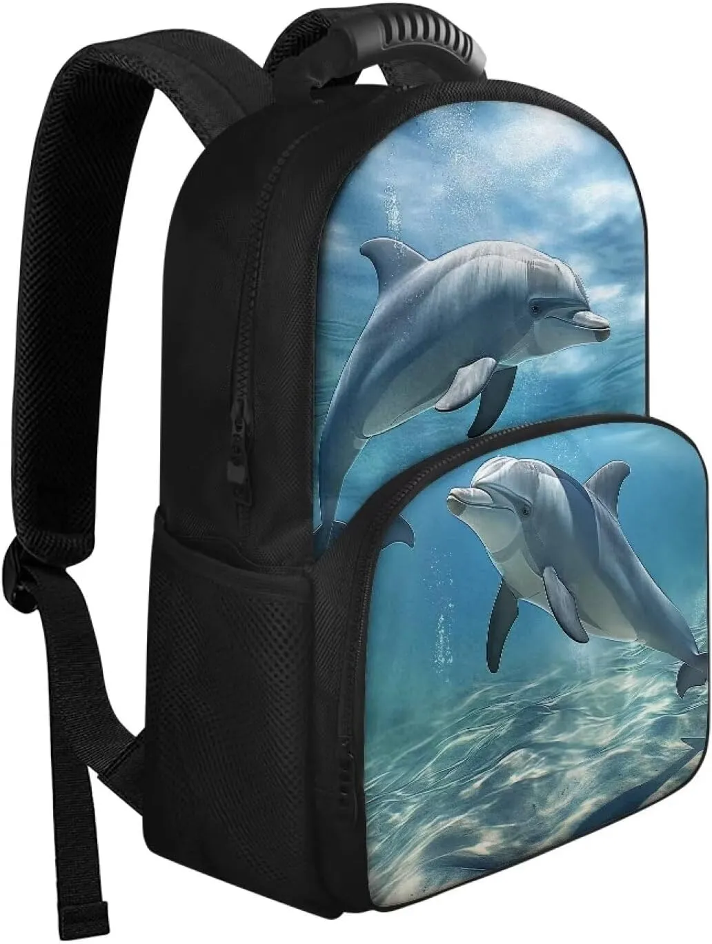 COEQINE Cute Dolphin Backpack for Women Ocean Animal Lunch Backpack Work Bag 17 In Large Capacity Insulated Bookbag Laptop Bag Cartoon Large Capacity Laptop Bag for Students