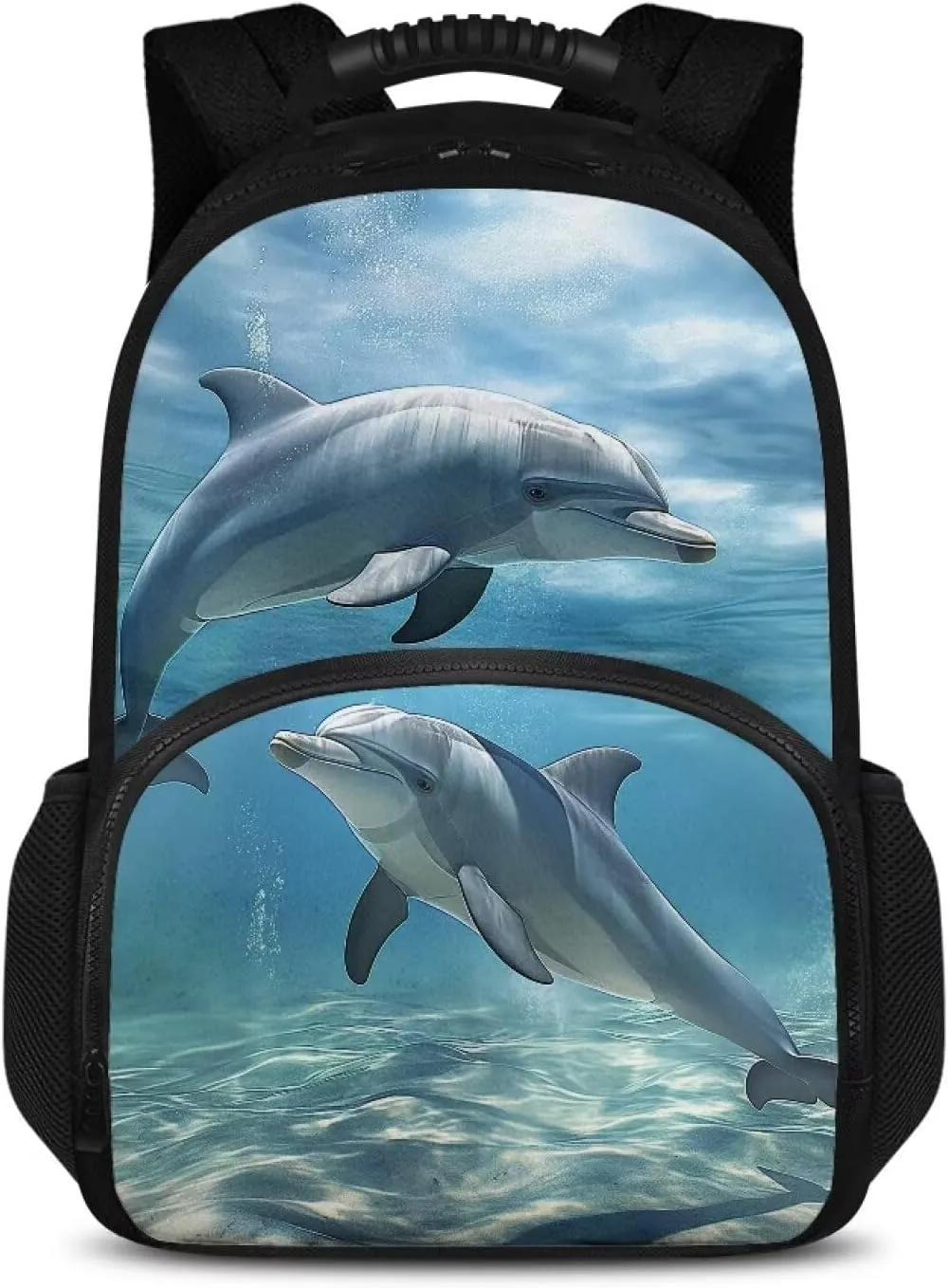 COEQINE Cute Dolphin Backpack for Women Ocean Animal Lunch Backpack Work Bag 17 In Large Capacity Insulated Bookbag Laptop Bag Cartoon Large Capacity Laptop Bag for Students