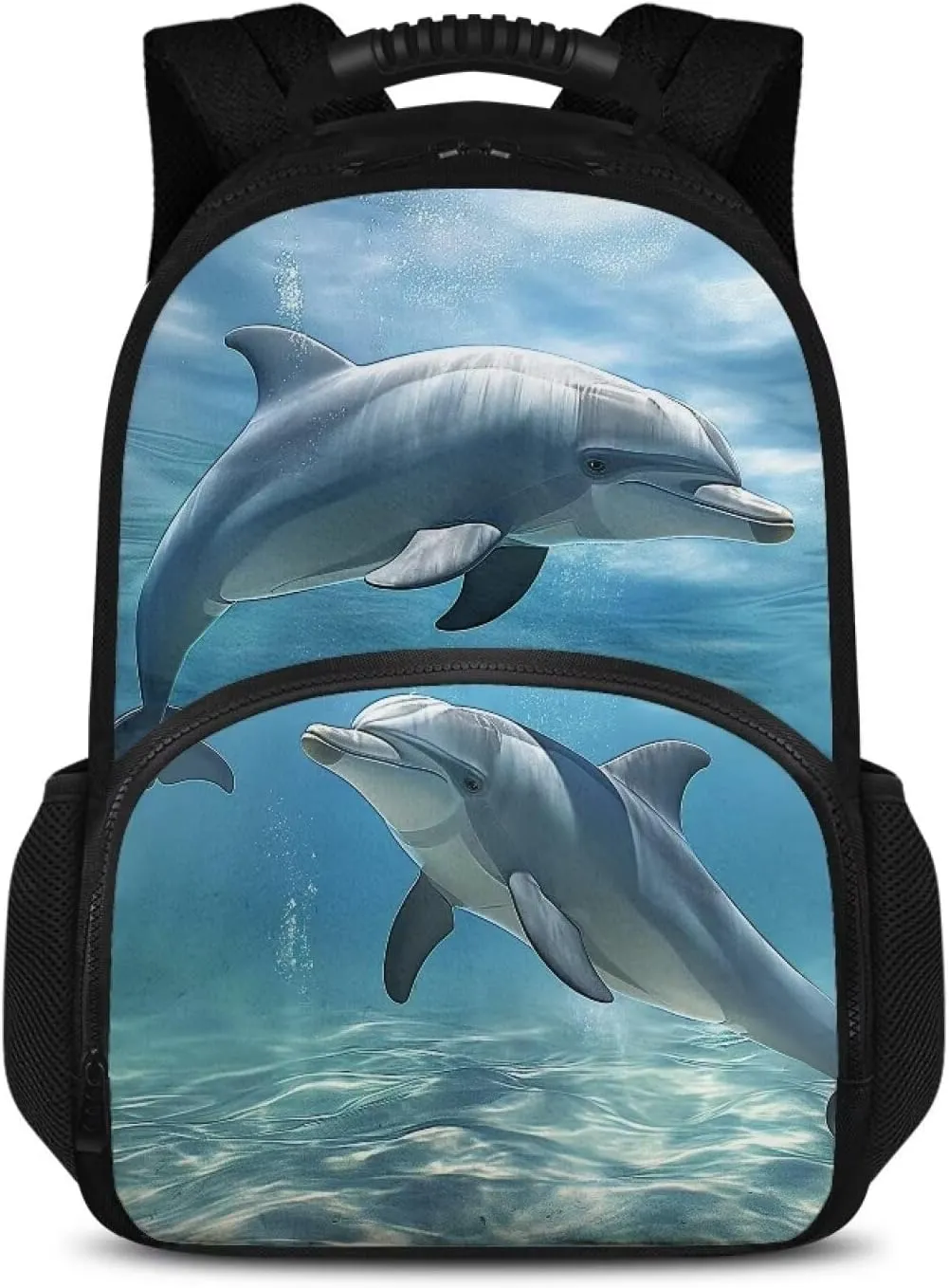 COEQINE Cute Dolphin Backpack for Women Ocean Animal Lunch Backpack Work Bag 17 Inch Large Capacity Insulated Bookbag Laptop Bag Cartoon Large Capacity Laptop Bag for Students