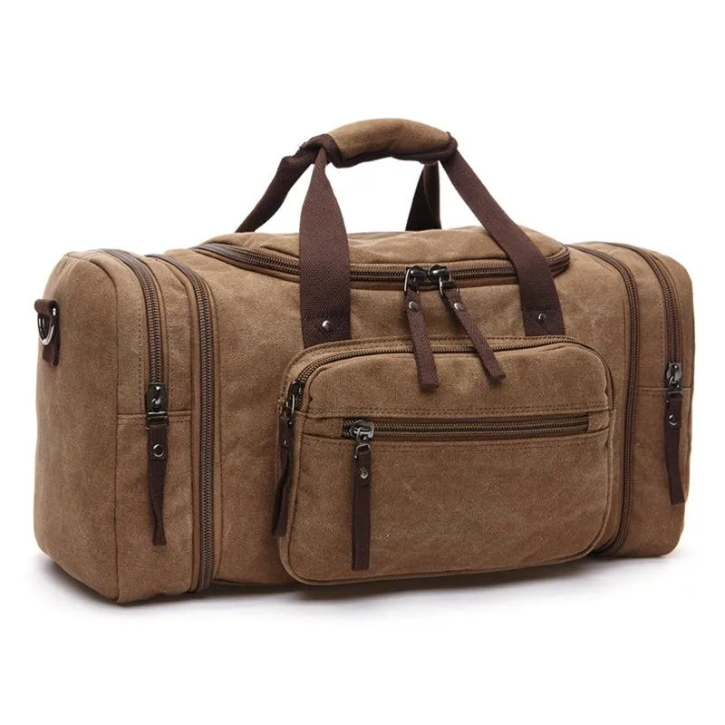 Coffee Vintage Canvas Gym Duffel unisex Travel Tote Bag