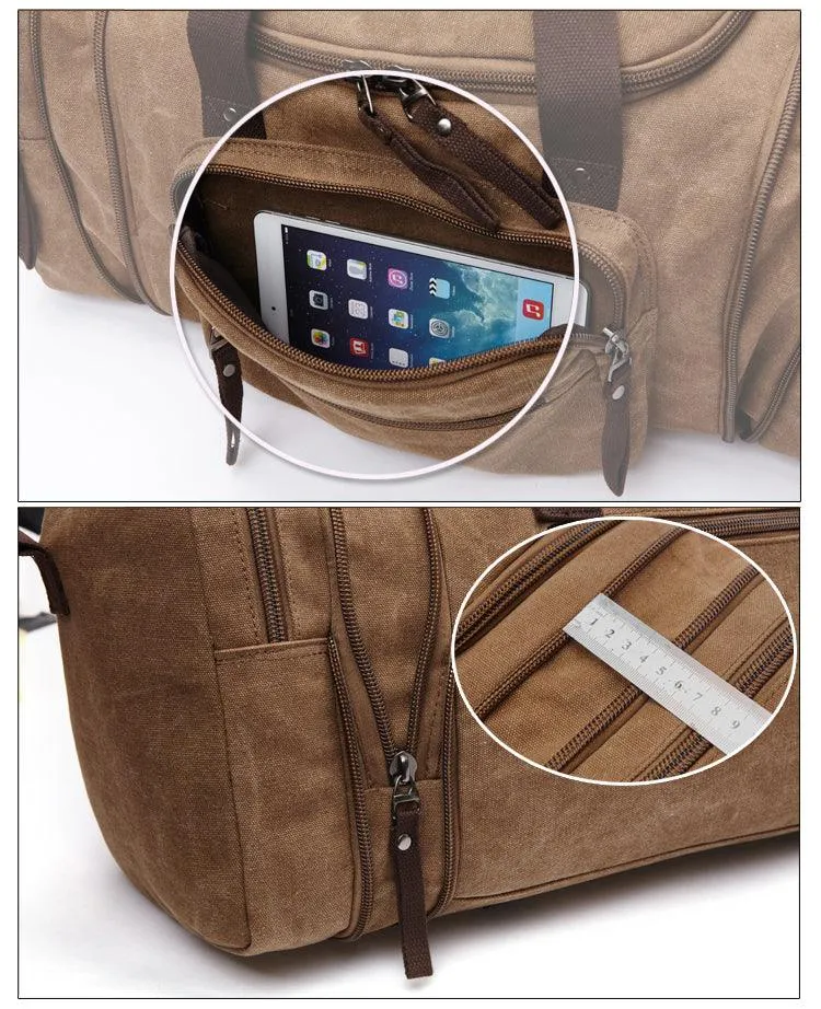 Coffee Vintage Canvas Gym Duffel unisex Travel Tote Bag