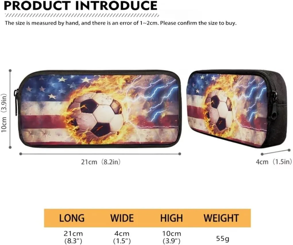 Coldinair American Flag Backpack for Boy Teens,Kids Football Fire Backpack with Lunch Box Fire Water Bookbags with Pencil Case for Elementary Middle School,Large Capacity