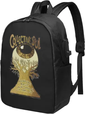 Collective Music Soul Bookbag Travel Laptop Bag For 17 Inch Notebook With Usb Charging Port