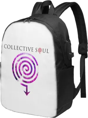 Collective Music Soul Bookbag Travel Laptop Bag For 17 Inch Notebook With Usb Charging Port