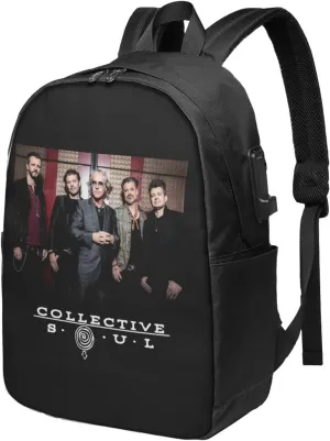 Collective Music Soul Bookbag Travel Laptop Bag For 17 Inch Notebook With Usb Charging Port