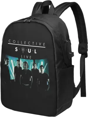 Collective Music Soul Bookbag Travel Laptop Bag For 17 Inch Notebook With Usb Charging Port