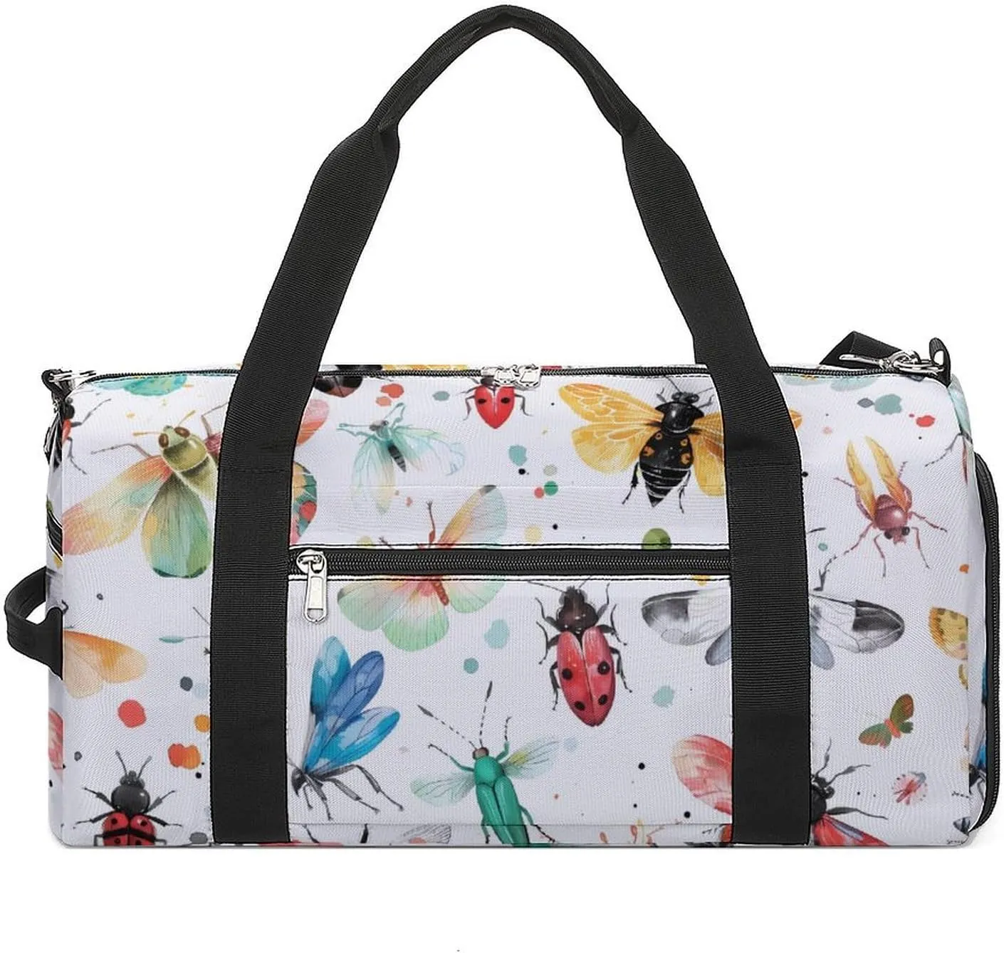 Colorful Insects Funny Gym Bag Travel Tote Bag Duffel Bag with Shoe Compartment for Weekender Sports Vacation