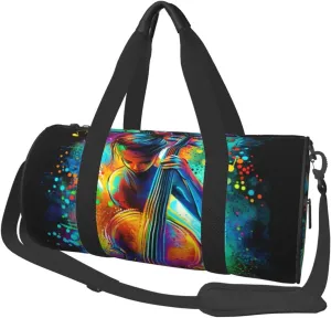 Colorful Music Printed Sports Gym Bag for Men Women Foldable Duffel Bag Carry On Weekender Bag for Travel Sports