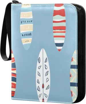 Colorful Surfboard Seamless Card Binder 4 Pocket Trading Card Binder Portable Cards Collection Book with Zipper