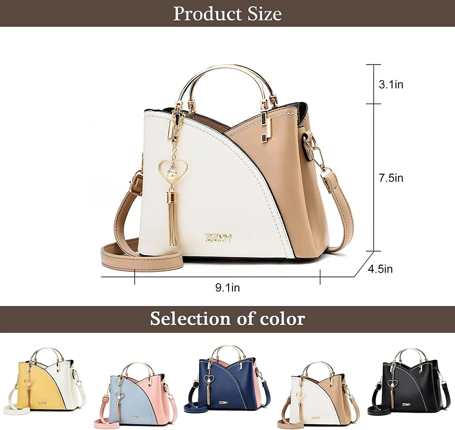 compulsoryking Women's Contrast Pu Leather Handbags Purse Color Block Handle Tote Bags Stitching Totes Satchel Shoulder Bag (Black,23x 11.5 x 19 cm)