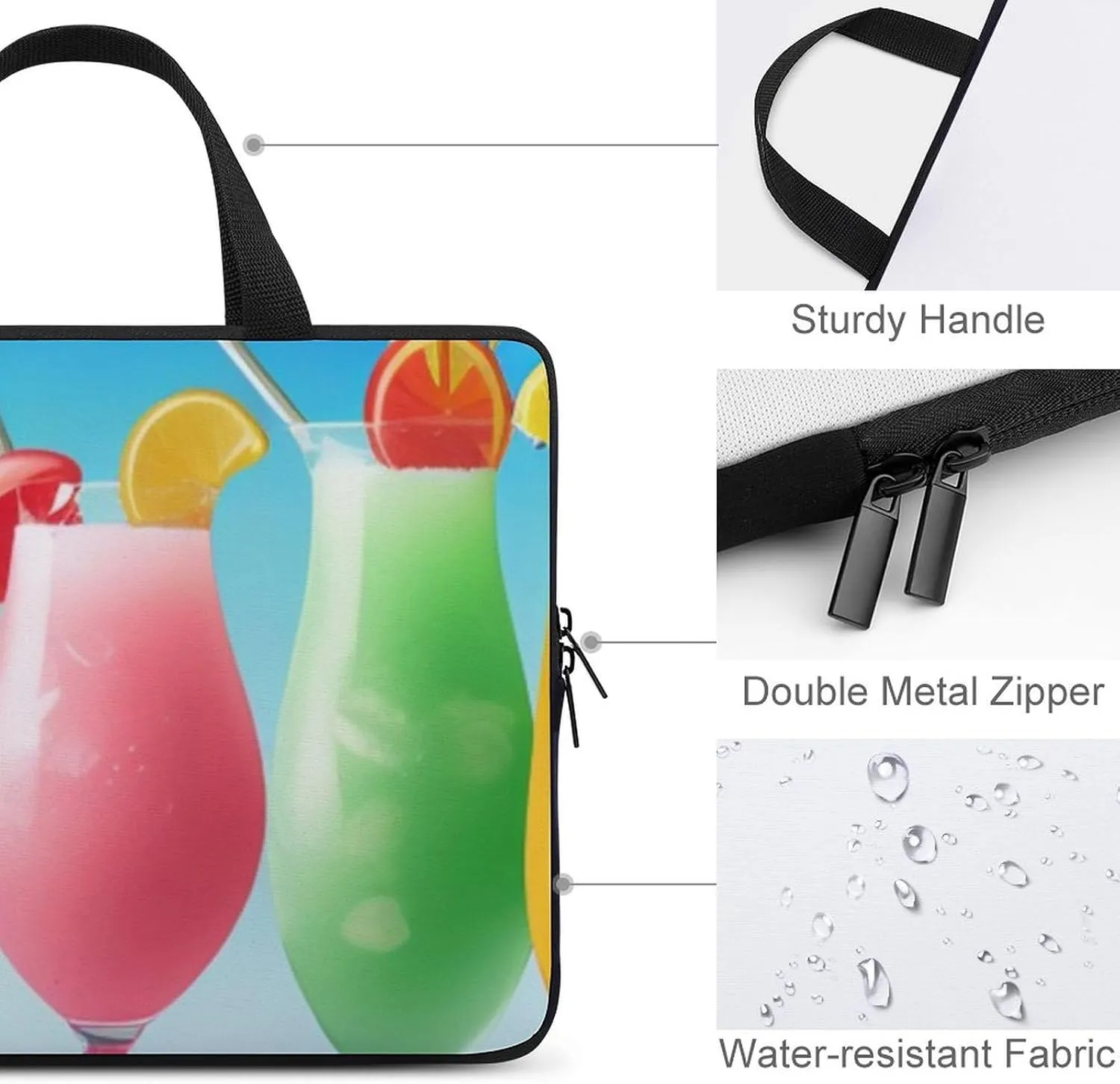 Computer Sleeve 12 Inch Drink Summer Seawater Laptop Case Protective Carrying Bag Laptop Sleeve Case