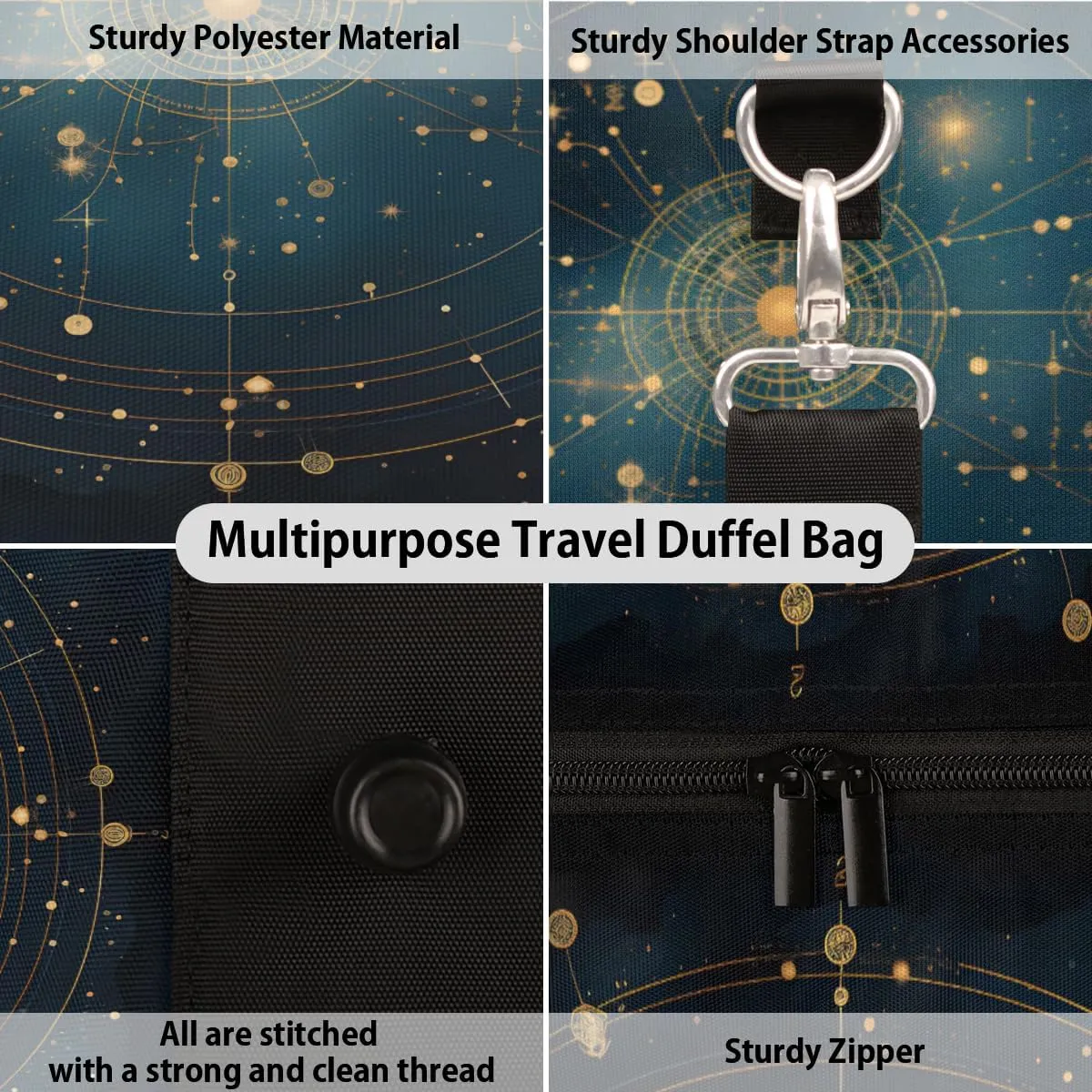 Constellation Travel Duffle Bag, Sports Gym Bags for Women Men, Carry On Weekender Overnight Bag, Nebula Space Universe Workout Hospital Airplane Trips Bag