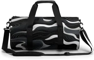 Contour Topography Map Pattern Sports Gym Bag Waterproof Duffel Bag Travel Overnight Bag Carryon Weekend Bag