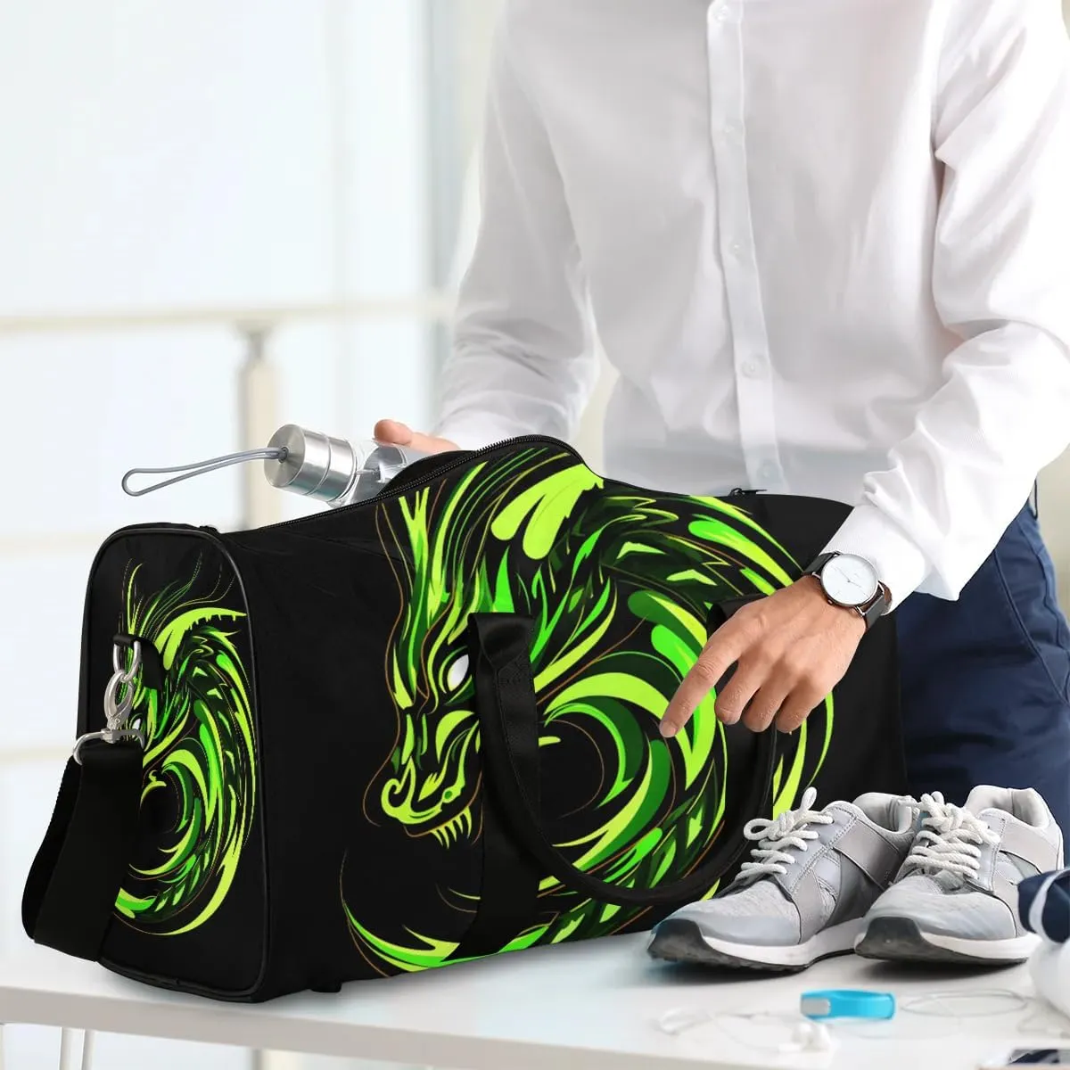 Cool Dragon Travel Duffel Bag for Women Men Waterproof Foldable Overnight Weekender Bag Large Capacity Sports Gym Bag