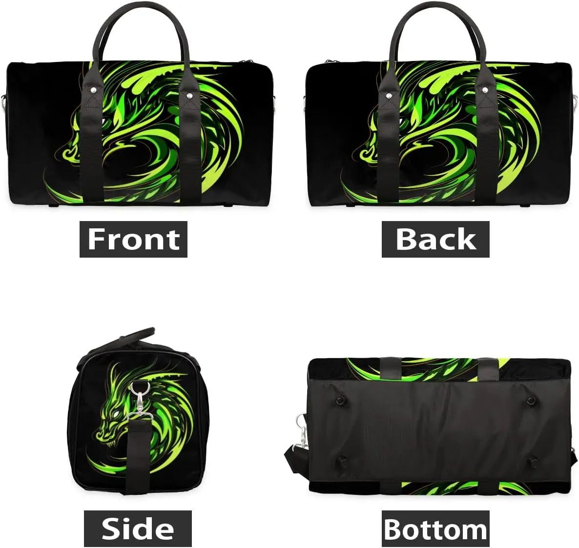 Cool Dragon Travel Duffel Bag for Women Men Waterproof Foldable Overnight Weekender Bag Large Capacity Sports Gym Bag
