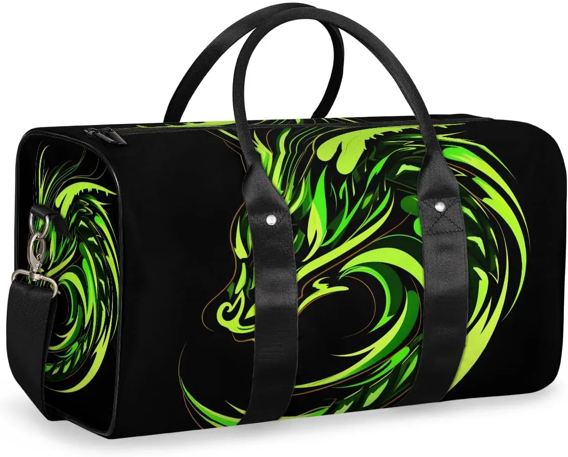 Cool Dragon Travel Duffel Bag for Women Men Waterproof Foldable Overnight Weekender Bag Large Capacity Sports Gym Bag
