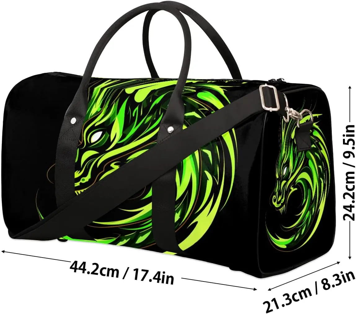 Cool Dragon Travel Duffel Bag for Women Men Waterproof Foldable Overnight Weekender Bag Large Capacity Sports Gym Bag