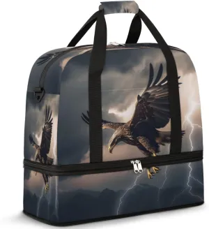 Cool Eagles Foldable Duffle Bag with Shoes Compartment Large Capacity Waterproof Travel Weekender Bag Overnight Bag for Sports Gym