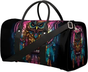 Cool Owl Pattern Travel Duffel Bag for Women Men Waterproof Foldable Overnight Weekender Bag Large Capacity Sports Gym Bag