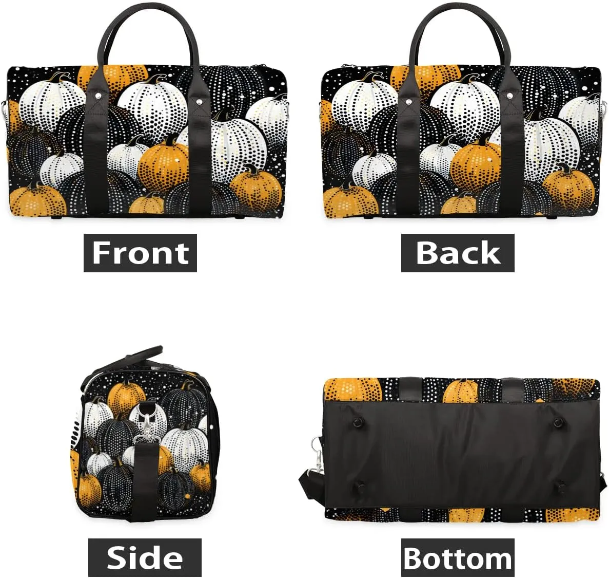 Cool Pumpkins Travel Duffel Bag for Women Men Waterproof Foldable Overnight Weekender Bag Large Capacity Sports Gym Bag