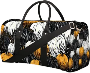 Cool Pumpkins Travel Duffel Bag for Women Men Waterproof Foldable Overnight Weekender Bag Large Capacity Sports Gym Bag