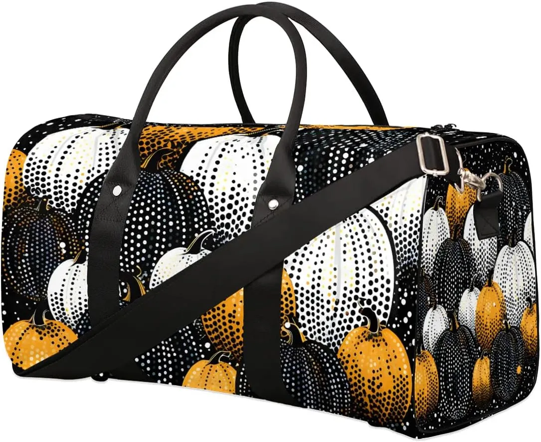 Cool Pumpkins Travel Duffel Bag for Women Men Waterproof Foldable Overnight Weekender Bag Large Capacity Sports Gym Bag