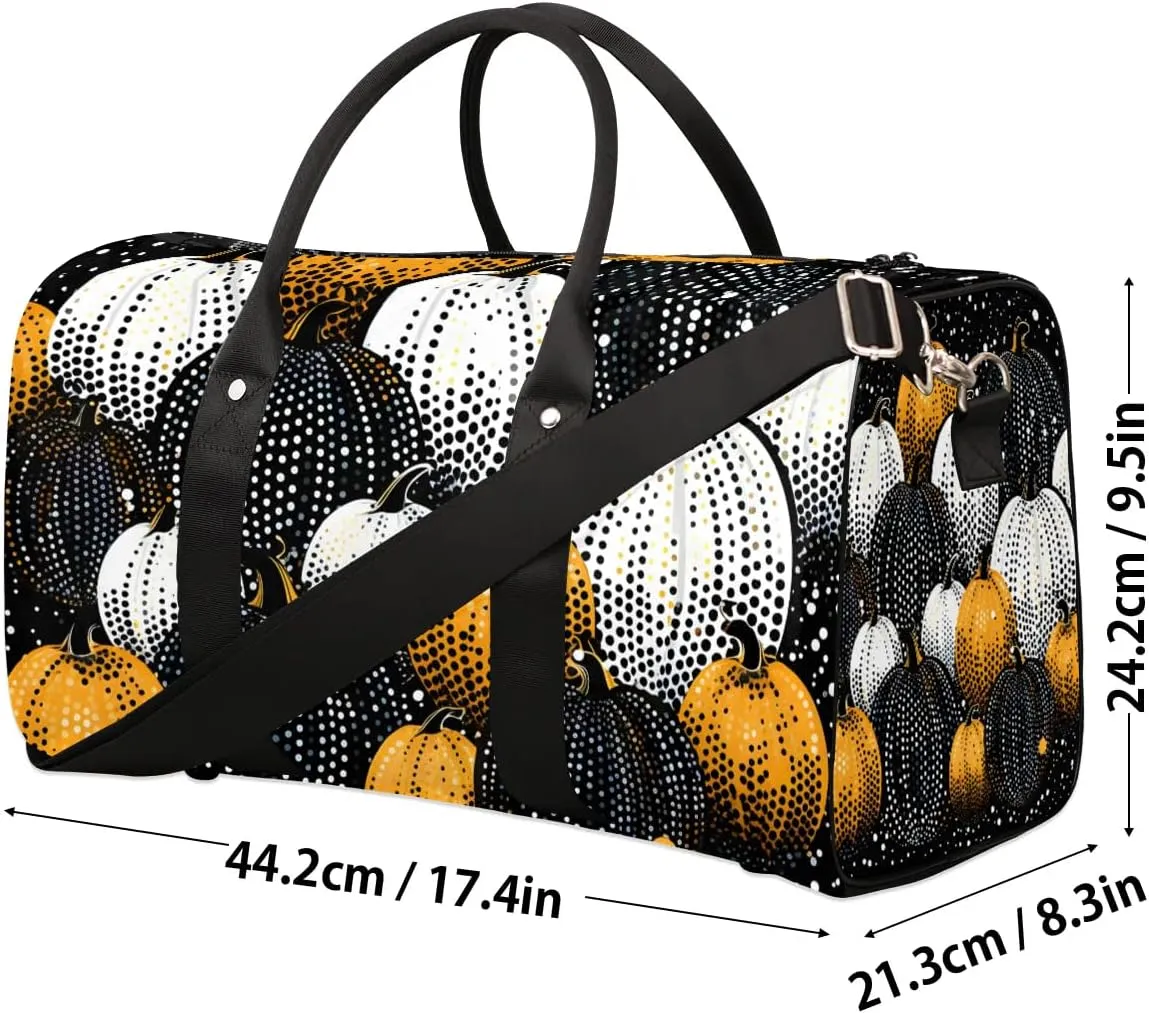 Cool Pumpkins Travel Duffel Bag for Women Men Waterproof Foldable Overnight Weekender Bag Large Capacity Sports Gym Bag
