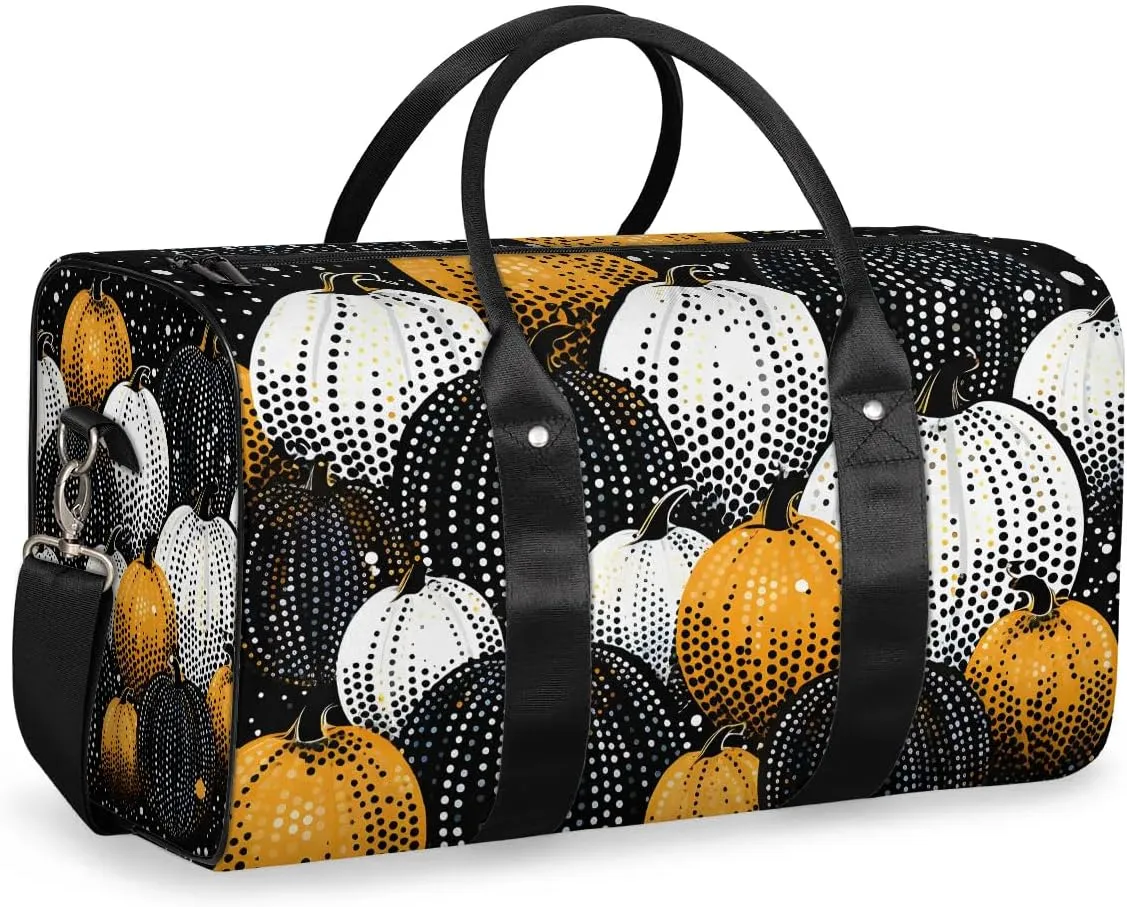 Cool Pumpkins Travel Duffel Bag for Women Men Waterproof Foldable Overnight Weekender Bag Large Capacity Sports Gym Bag