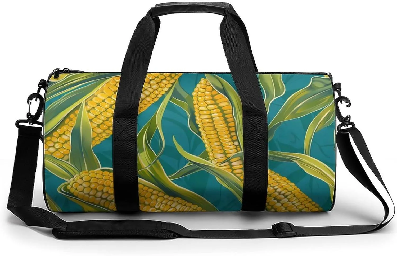 Corn Cob Cartoon Gym Bag for Men Women Cylindrical Gym Duffle Bags Travel Sports Carryon Gymbag 17.7in/9in/9in