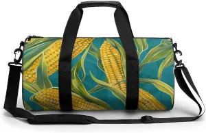 Corn Cob Cartoon Gym Bag for Men Women Cylindrical Gym Duffle Bags Travel Sports Carryon Gymbag 17.7in/9in/9in