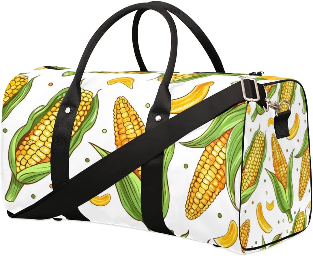 Corn Yellow Vegetables Travel Duffel bag for Men Women Weekender Overnight Bag Gym Bag Carry On Luggage Bags for Yoga Workout Sports