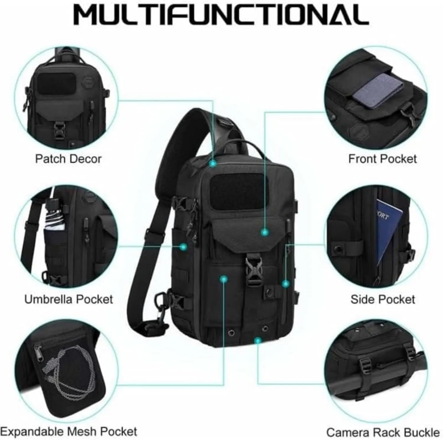 Cosmos Explorer Sling Bag,Anti Theft Tactical,Dustproof, Scratchproof Waterproof Crossbody Bag for Travel Hiking Commute