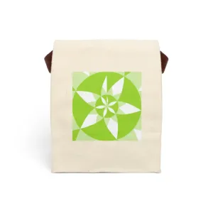 Cotton Canvas Lunch Bag with Green Abstract Pattern